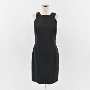 W by WORTH Dress Size 2 Classic Black Sleeveless Yellow Stitch Trim Quiet Luxury